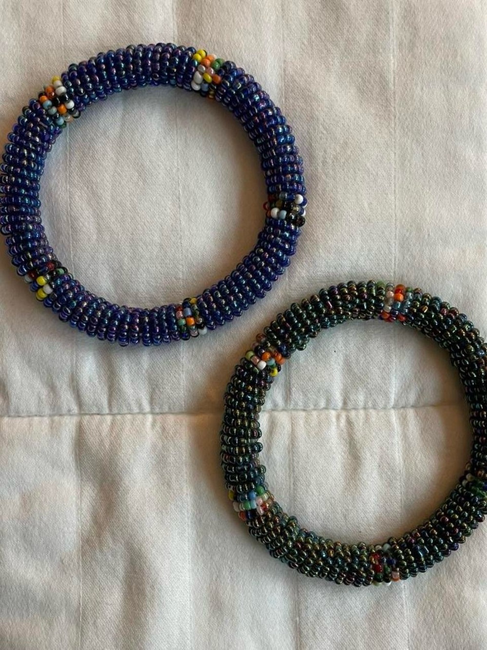 Multicoloured Beaded Bangle Bracelets Set